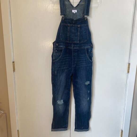 m1858 Women's Overalls Distressed Ripped Denim Dark Blue Size M - Picture 2 of 11